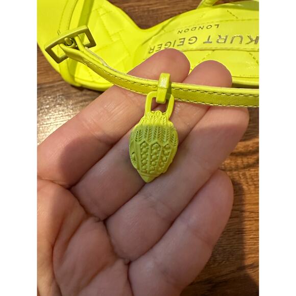 Kurt Geiger London Shoreditch Strappy Sandals Neon Yellow Size 7 NWT Bold Heels - Picture 8 of 13